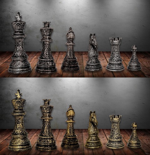 Pièces échecs médiévales - d'échecs,
